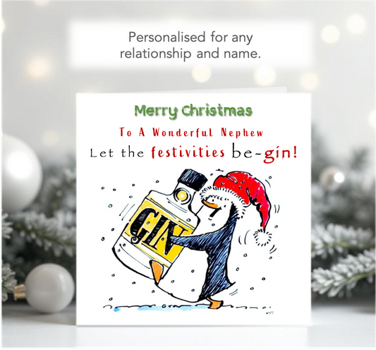 Personalised Couples Christmas Card Let the Festivities be-GIN
