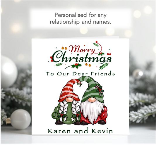 Personalised Gonks Christmas Card for Couple