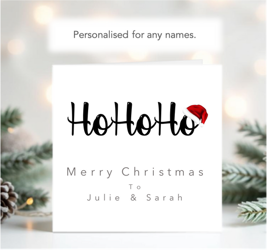 Personalised Christmas Card with stylish HoHoHo design