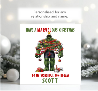 Personalised Marvel Incredible Hulk Christmas Xmas Card