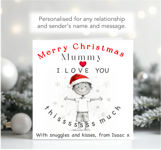 Personalised Christmas I Love You This Much Mummy Card from boy - 1