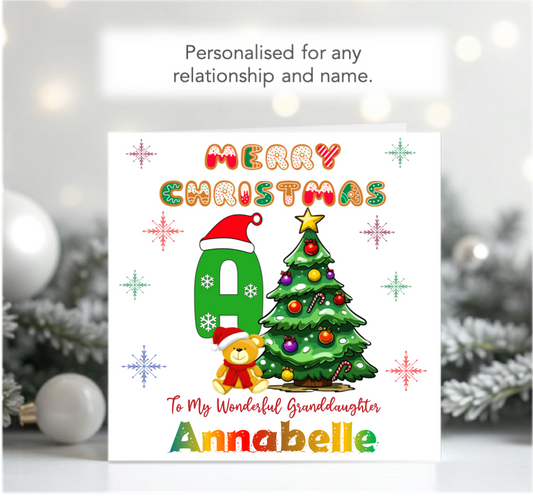 Personalised Christmas Card for Baby Young child - LETTER