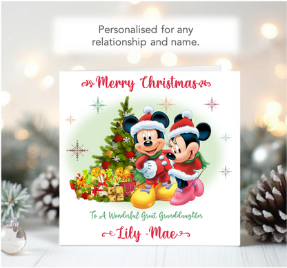 Personalised Mickey and Minnie Mouse Couple's Christmas Card