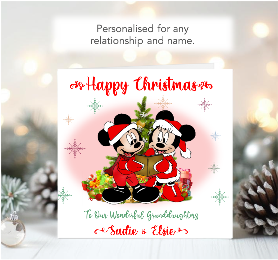 Personalised Couple's Mickey & Minnie Christmas Card