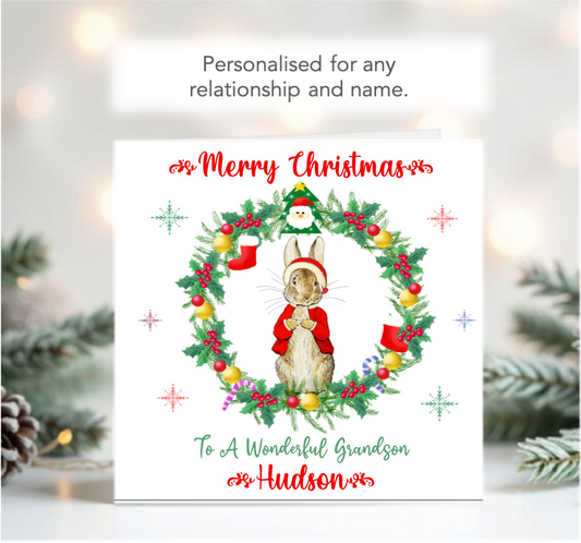 Personalised Peter Rabbit Christmas Card