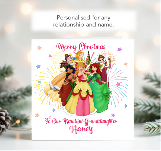 Personalised Girls Princess Christmas Card