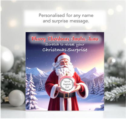Personalised Christmas Santa Scratch-To-Reveal a Surprise Present Card