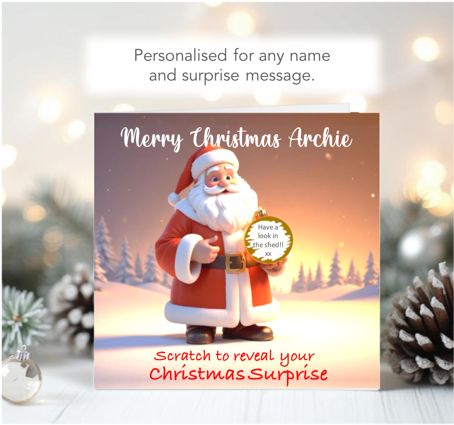 Personalised Christmas Santa Scratch-To-Reveal Card