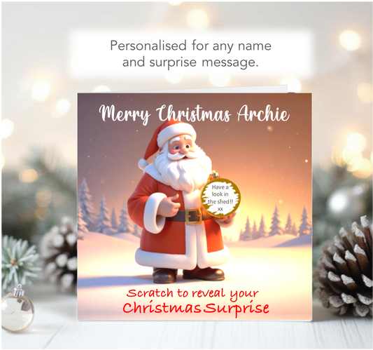 Personalised Christmas Santa Scratch-To-Reveal Card