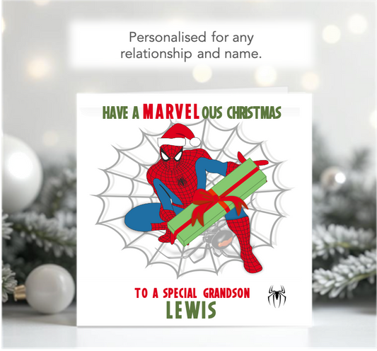 Personalised Marvel Spiderman Christmas Xmas Card