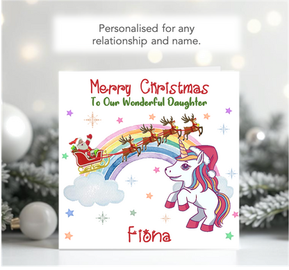Personalised Unicorn Xmas Christmas Card - UNI1