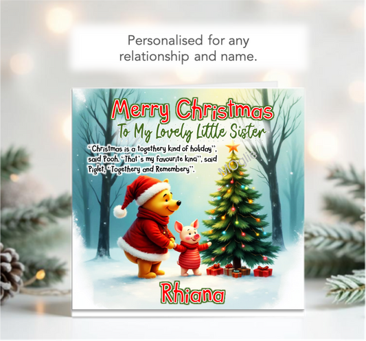 Personalised Winnie The Pooh Piglet Together Christmas Card