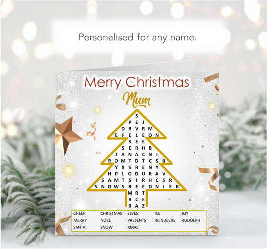 Personalised Word Search Christmas Card