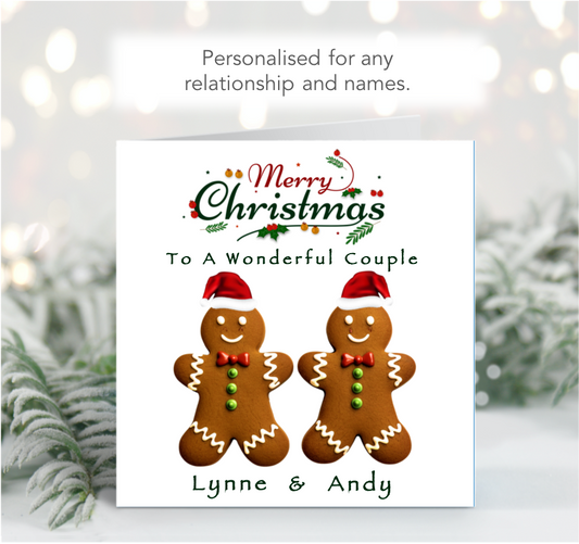 Personalised Gingerbread Christmas Card  - Perfect for Couples