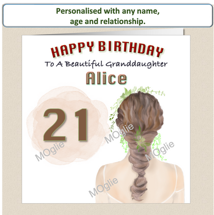 Personalised Female Young Lady Girl Birthday Card - back