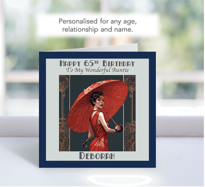 Personalised Retro style 50th 60th 70th 80th Art Deco Birthday Card