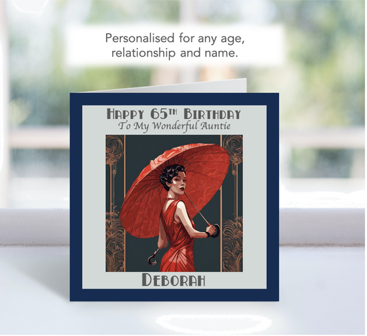 Personalised Retro style 50th 60th 70th 80th Art Deco Birthday Card