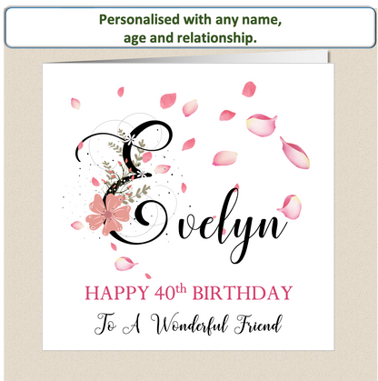 Personalised Female Birthday Card - Butterfly Letter - For Her