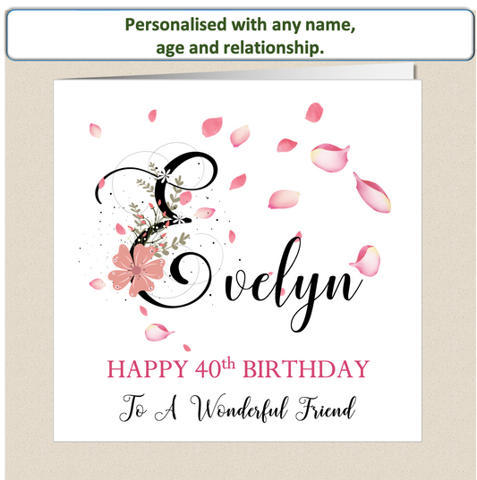 Personalised Female Birthday Card - Butterfly Letter - For Her