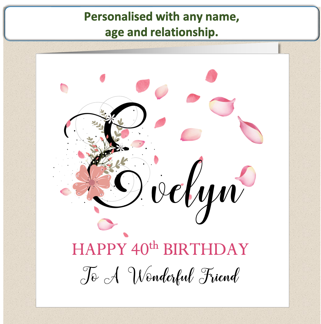 Personalised Female Birthday Card - Butterfly Letter - For Her
