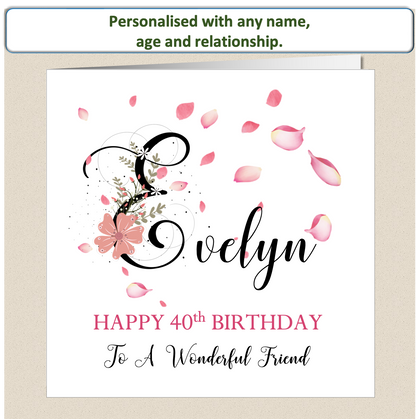 Personalised Female Birthday Card - Butterfly Letter - For Her