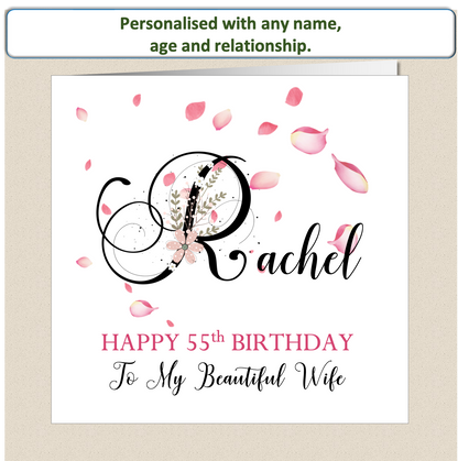 Personalised Female Birthday Card - Butterfly Letter - For Her