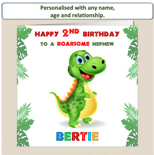 Personalised ROARSOME Dinosaur Birthday Card - DINO1