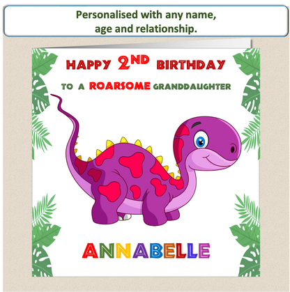 Personalised ROARSOME Dinosaur Birthday Card - DINO2