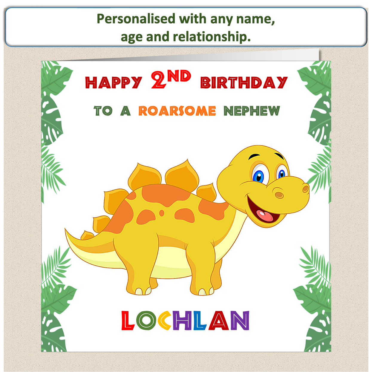 Personalised ROARSOME Dinosaur Birthday Card - DINO3