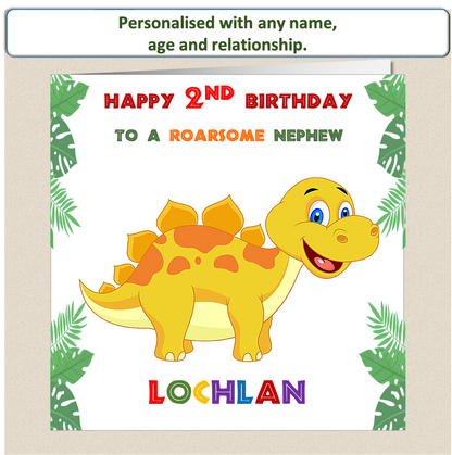 Personalised ROARSOME Dinosaur Birthday Card - DINO3
