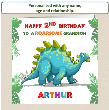 Personalised ROARSOME Dinosaur Birthday Card - DINO4