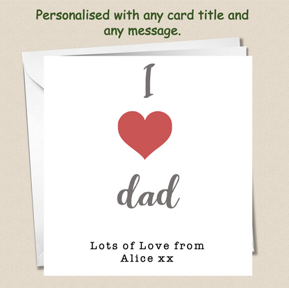 Personalised Father's Day Card - I heart Daddy