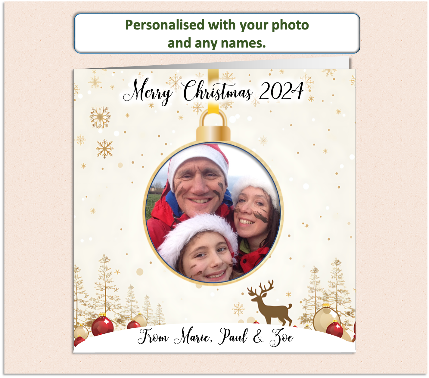 Personalised Christmas Xmas Family card with family photo