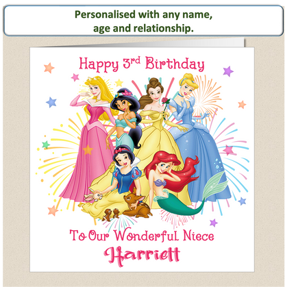 Personalised Princess Girls Birthday Card - Prin1
