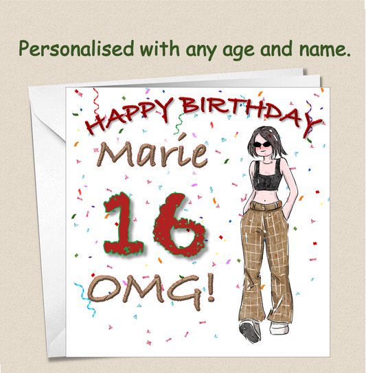 Personalised Teenage Girl Birthday Card - OMG