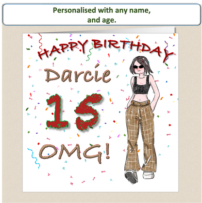 Personalised Teenage Girl Birthday Card - OMG