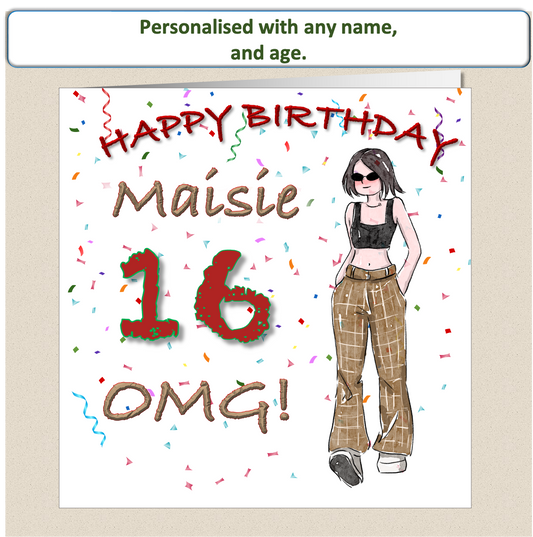 Personalised Teenage Girl Birthday Card - OMG