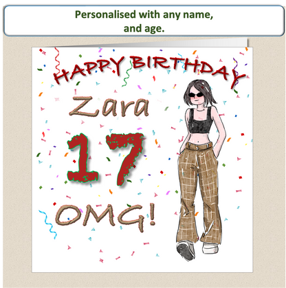 Personalised Teenage Girl Birthday Card - OMG