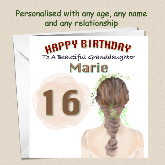 Personalised Teenage Girl Lady Birthday Card - back