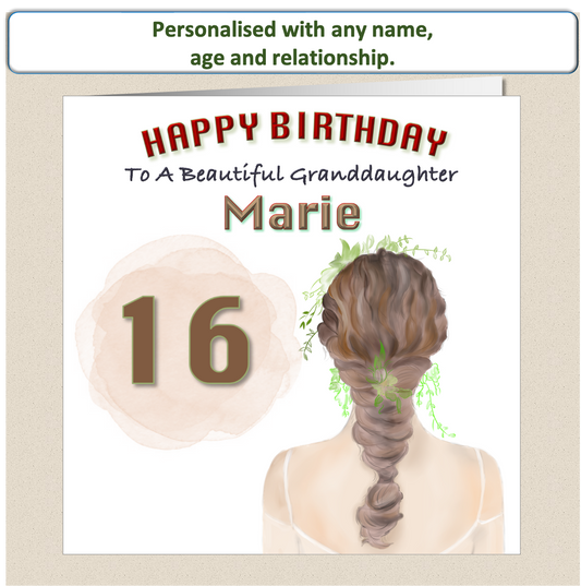 Personalised Teenage Girl Lady Birthday Card - back