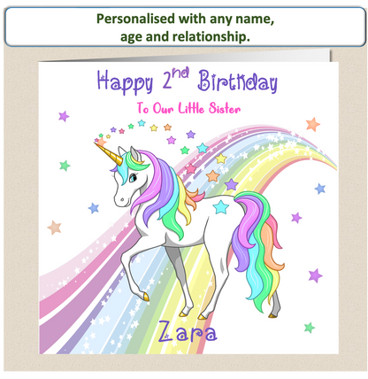 Personalised Unicorn Birthday Card - Uni 1