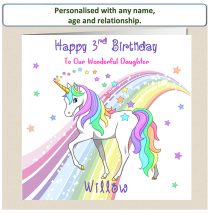 Personalised Unicorn Birthday Card - Uni 1