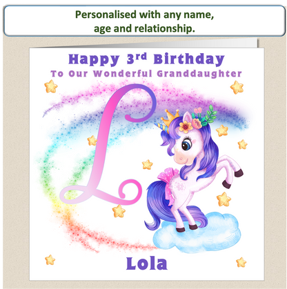 Personalised Unicorn Birthday Card - Uni 2