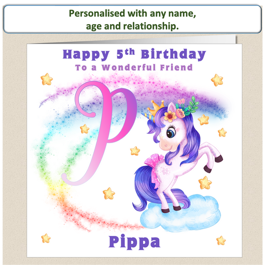 Personalised Unicorn Birthday Card - Uni 2
