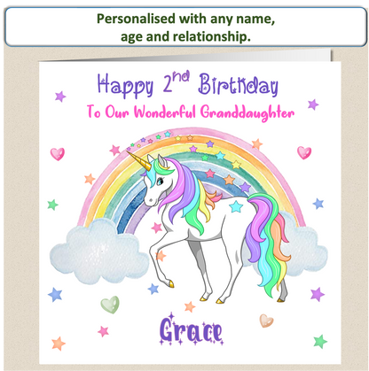 Personalised Unicorn Birthday Card - Uni 3