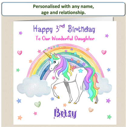 Personalised Unicorn Birthday Card - Uni 3
