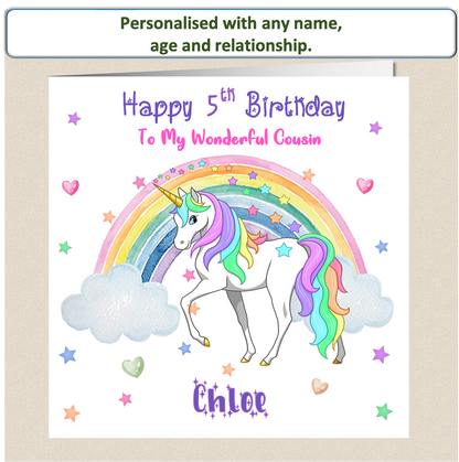 Personalised Unicorn Birthday Card - Uni 3