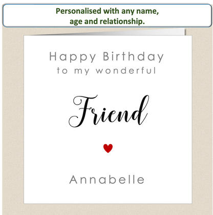 Personalised Female Birthday Card - Relationship - For Her