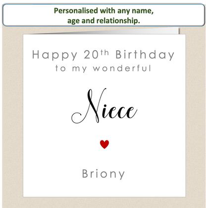 Personalised Female Birthday Card - Relationship - For Her