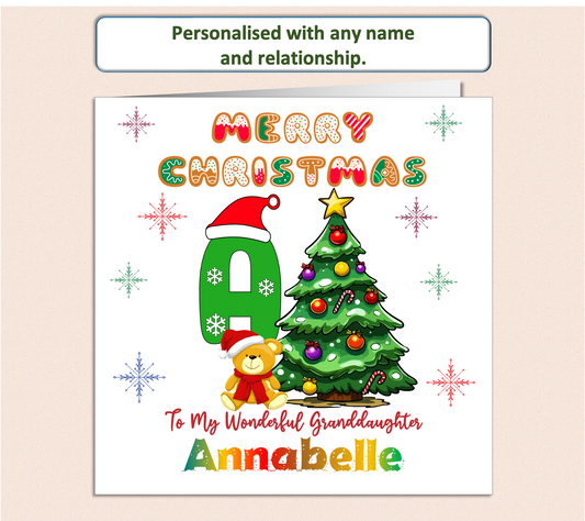 Personalised Christmas Card for Baby Young child - LETTER